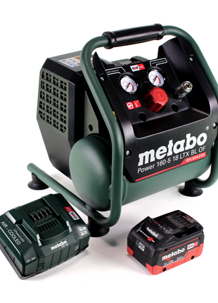 Metabo Power 160-5 18 LTX BL OF Akku Kompressor 18 V 8,0 bar Brushless + 1x LiHD Akkupack 8,0 Ah + Ladegerät