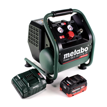 Metabo Power 160-5 18 LTX BL OF Kompresor akumulatorowy 18 V 8,0 bar bezszczotkowy + 1x akumulator LiHD 8,0 Ah + ładowarka