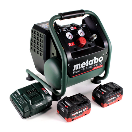 Kompresor akumulatorowy Metabo Power 160-5 18 LTX BL OF 18 V 8,0 bar bezszczotkowy + 2x akumulator LiHD 8,0 Ah + ładowarka