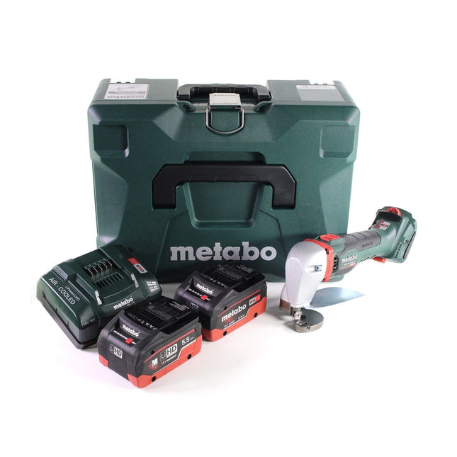 Metabo SCV 18 LTX BL 1.6 Akku Blechschere 18 V Brushless + 2x LiHD Akku 5,5 Ah + Ladegerät + MetaLoc