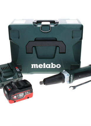 Metabo GA 18 LTX amoladora recta a batería 18 V + 1x batería LiHD 5,5 Ah + cargador + MetaLoc