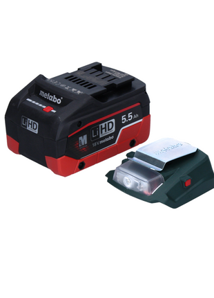 Metabo PA 14.4-18 LED-USB Akku Power Adapter Basis Set mit 1x LiHD Akku 5,5 Ah - ohne Ladegerät