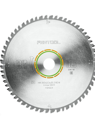 Festool Universal Sägeblatt W60 260 x 2,5 x 30 mm ( 494604 ) für Kapp Zugsäge KS 120 und KS 88 - Toolbrothers