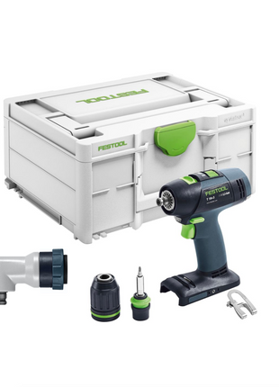 Festool T 18+3 Basic Akku Bohrschrauber 18 V 50 Nm Brushless Solo + systainer ( 576448 ) + Winkelvorsatz DD-AS - ohne Akku, ohne Ladegerät ( Nachfolger von 574763 )