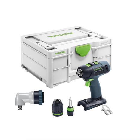 Festool T 18+3 Basic taladro atornillador a batería 18 V 50 Nm Brushless Solo + systainer (576448) + accesorio angular DD-AS - sin batería, sin cargador (sucesor de 574763)