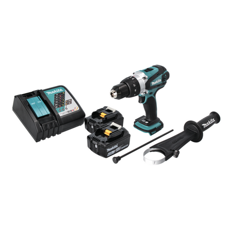 Makita DHP 458 RG Akku Schlagbohrschrauber 18 V 91 Nm + 2x Akku 6,0 Ah + Ladegerät