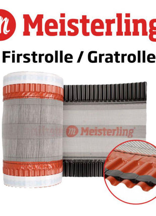 Meisterling Firstrolle / Gratrolle 320 mm x 5 m 4 Stück ( 4x 012100000400 ) UV stabilisiertes hochleistungs PET Spinnvlies Gewebe schwarz