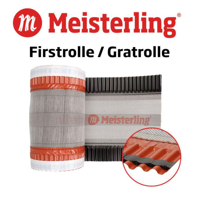 Meisterling Firstrolle / Gratrolle 320 mm x 5 m 4 Stück ( 4x 012100000400 ) UV stabilisiertes hochleistungs PET Spinnvlies Gewebe schwarz