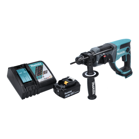 Makita DHR 202 RG1 Akumulatorowy młot udarowo-obrotowy 18 V 2,0 J SDS Plus + 1x akumulator 6,0 Ah + ładowarka