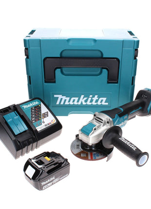 Makita DGA 519 RM1J Akumulatorowa szlifierka kątowa 18 V 125 mm bezszczotkowa X-Lock + 1x akumulator 4,0 Ah + ładowarka + Makpac