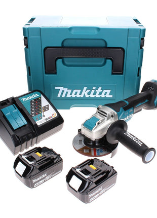 Makita DGA 519 RMJ Akku Winkelschleifer 18 V 125 mm Brushless X-Lock + 2x Akku 4,0 Ah + Ladegerät + Makpac