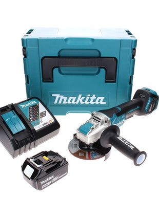 Makita DGA 519 RT1J Akku Winkelschleifer 18 V 125 mm Brushless X-Lock + 1x Akku 5,0 Ah + Ladegerät + Makpac