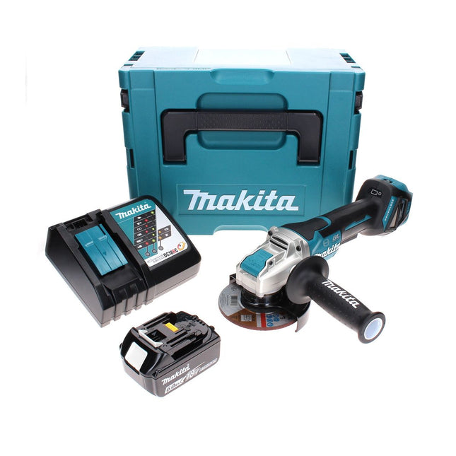 Makita DGA 519 RG1J Akumulatorowa szlifierka kątowa 18 V 125 mm bezszczotkowa X-Lock + 1x akumulator 6,0 Ah + ładowarka + Makpac