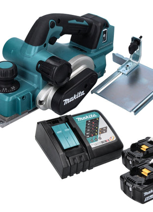 Makita DKP181RT Rabot sans fil 82mm 18V Brushless + 2x Batteries 5,0 Ah + Chargeur