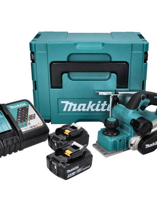 Makita DKP 181 RTJ strug akumulatorowy 82 mm 18 V bezszczotkowy + 2x akumulator 5,0 Ah + ładowarka + Makpac