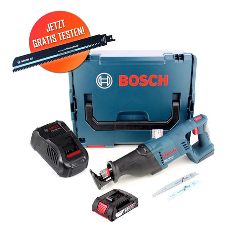 Gratis Hoja de sierra sable Bosch Carbide Sierra sable inalámbrica Bosch GSA 18 V-LI 18 V + 1x batería 2,0 Ah + cargador + L-Boxx