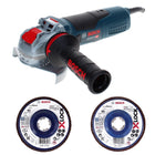 Bosch GWX 17-125 S Professional Winkelschleifer 1700 W 125 mm X-Lock + Fächerschleifscheibe X571 K40 + Fächerschleifscheibe X571 K80
