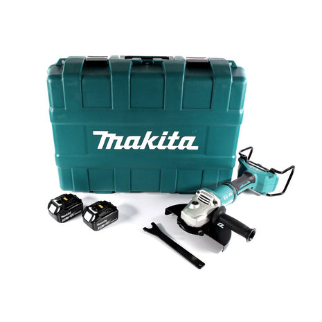 Makita DGA 900 FK Akku Winkelschleifer 36 V ( 2x 18 V ) 230 mm  Brushless + 2x Akku 3,0 Ah + Koffer - ohne Ladegerät