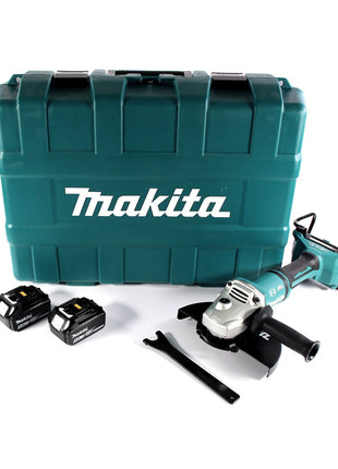 Makita DGA 900 TK Akku Winkelschleifer 36 V ( 2x 18 V ) 230 mm Brushless + 2x Akku 5,0 Ah + Koffer - ohne Ladegerät