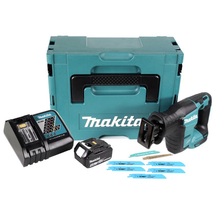 Makita DJR 188 RM1J Akku Reciprosäge 18 V Brushless + 1x Akku 4,0 Ah + Ladegerät + 5x Sägeblatt Metal Wood + Makpac - Toolbrothers