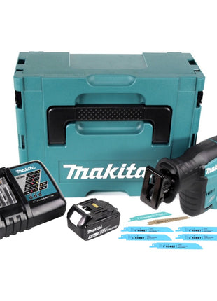 Makita DJR 188 RT1J Akku Reciprosäge 18 V Brushless + 1x Akku 5,0 Ah + Ladegerät + 5x Sägeblatt Metal Wood + Makpac - Toolbrothers