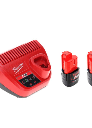 Kit de démarrage de batterie Milwaukee 12 V avec 2x batteries 1,5 Ah + chargeur M12 C12C