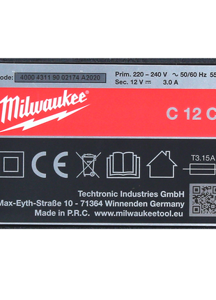 Ładowarka Milwaukee M12-C12C do akumulatorów 12V Li-Ion ( 4932352000 )