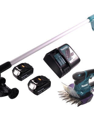 Makita DUM 604 RT Akku Grasschere 18 V + Griffverlängerung mit Rolle + 2x Akku 5,0 Ah + Ladegerät