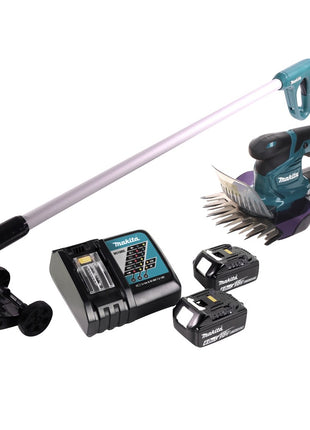 Makita DUM 604 RG Akku Grasschere 18 V + Griffverlängerung mit Rolle + 2x Akku 6,0 Ah + Ladegerät