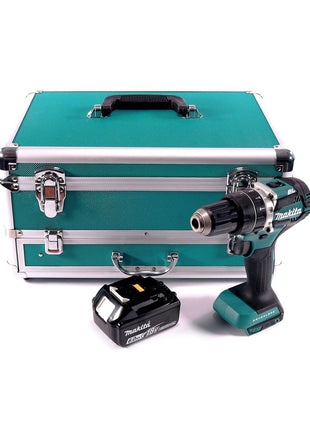 Makita DHP 484 G1TX Perceuse-visseuse à percussion sans fil 18 V 54 Nm Brushless + 1x Batterie 6,0 Ah + Jeu de mèches 70 pièces + Mallette en aluminium TX - sans chargeur