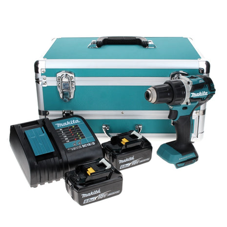 Makita DDF 484 SGTX taladro atornillador inalámbrico 18 V 54 Nm sin escobillas + 2 baterías 6,0 Ah + cargador + juego de brocas de 70 piezas + maletín de aluminio TX