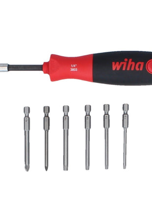 Wiha LiftUp Schraubendreher mit 6 Bit Magazin 1/4" 70 mm magnetisch ( 3803-01022 38590 ) - Toolbrothers