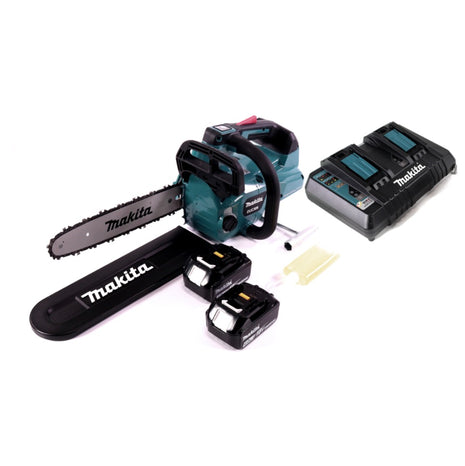 Makita DUC 306 PM Akku Kettensäge 36 V ( 2x 18 V ) Brushless 30 cm + 2x Akku 4,0 Ah + Doppelladegerät