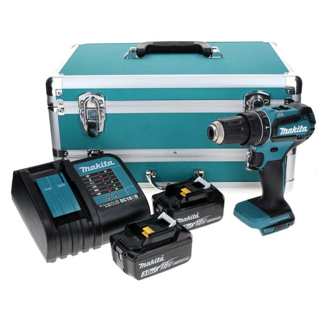 Makita DHP 485 SFTX Akku Schlagbohrschrauber 18 V 50 Nm Brushless + 2x Akku 3,0 Ah + Ladegerät + 70 tlg. Bit Bohrer Set + TX Alu Koffer