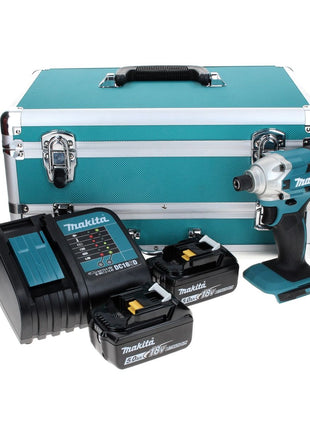 Makita DTD 156 STTX Akku Schlagschrauber 18 V 155 Nm + 2x Akku 5,0 Ah + Ladegerät + 70 tlg. Bit Bohrer Set + TX Alu Koffer