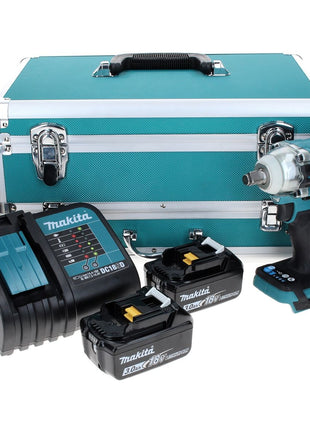 Makita DTW 300 SFTX Akku Schlagschrauber 18 V 330 Nm 1/2" Brushless + 2x Akku 3,0 Ah + Ladegerät + 70 tlg. Bit Bohrer Set + TX Alu Koffer