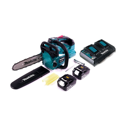 Makita DUC 256 PM Akumulatorowa pilarka łańcuchowa 36 V ( 2x 18 V ) Bezszczotkowa 25 cm + 2x akumulator 4,0 Ah + podwójna ładowarka