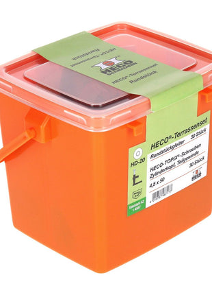 HECO Terrassengleiterset Randstück 30 tlg. ( 48717 ) mit HECO TOPIX 4,5 x 50 mm HD 20 Schrauben Set in Kunststoffbox