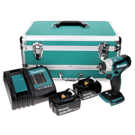 Makita DTW 180 SFTX Akku Schlagschrauber 18 V 180 Nm 3/8" Brushless + 2x Akku 3,0 Ah + Ladegerät + 70 tlg. Bit Bohrer Set + TX Alu Koffer