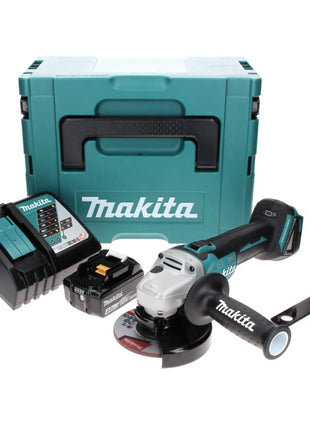 Makita DGA 506 RM1J Meuleuse d'angle sans fil, sans balai, 18 V 125 mm + 1x Batterie 4,0 Ah + Chargeur + Makpac