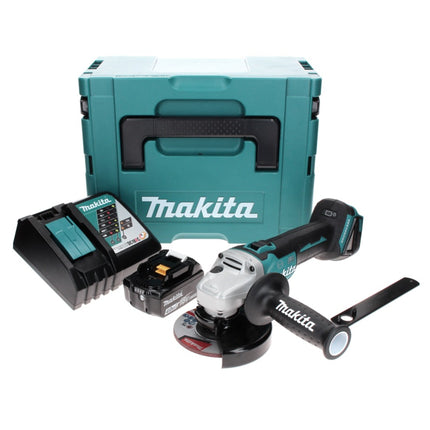 Makita DGA 506 RM1J Akumulatorowa szlifierka kątowa 18 V 125 mm bezszczotkowa + 1x akumulator 4,0 Ah + ładowarka + Makpac