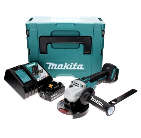 Makita DGA 506 RT1J Akku Winkelschleifer 18 V 125 mm Brushless + 1x Akku 5,0 Ah + Ladegerät + Makpac