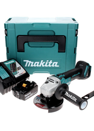 Makita DGA 506 RG1J Akumulatorowa szlifierka kątowa 18 V 125 mm bezszczotkowa + 1x akumulator 6,0 Ah + ładowarka + Makpac