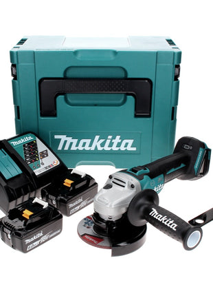 Makita DGA 506 RGJ akumulatorowa szlifierka kątowa 18 V 125 mm bezszczotkowa + 2x akumulator 6,0 Ah + ładowarka + Makpac