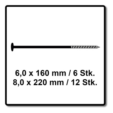 SPAX Zeltschrauben Camping Set 6 x 160 mm und 8 x 220 mm WIROX ( 4000009100019 )