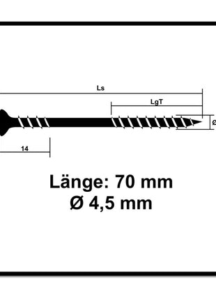 SPAX Fassadenschraube 4,5 x 70 mm 100 Stk. Edelstahl A2 ( 25470004507022 ) Fixiergewinde Mini Linsensenkkopf T-STAR Plus Torx T20 CUT