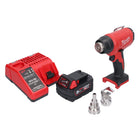 Milwaukee M18 BHG-501C Pistolet à air chaud sans fil 18 V 470 °C + 1x Batterie 5,0 Ah + Chargeur