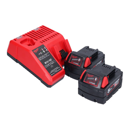 Milwaukee M18 BHG-502 akumulatorowy pistolet na gorące powietrze 18 V 470 °C + 2x akumulator 5,0 Ah + ładowarka