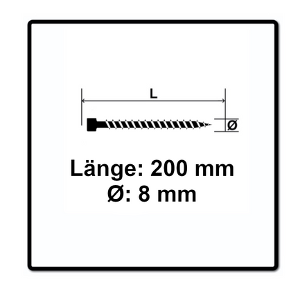 SPAX IN.FORCE Schraube 8,0 x 200 mm 50 Stk. Torx T-STAR Plus T40 ( 1221010802005 ) Vollgewinde Zylinderkopf WIROX CUT Bohrspitze