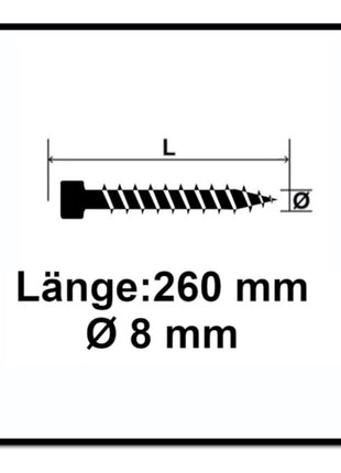 SPAX IN.FORCE Schraube 8,0 x 260 mm 50 Stk. Torx T-STAR Plus T40 ( 1221010802605 ) Vollgewinde Zylinderkopf WIROX CUT Bohrspitze